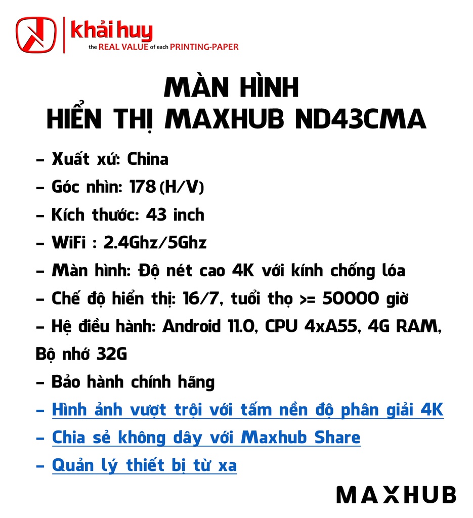 MÀN HÌNH HIỂN THỊ MAXHUB ND43CMA
