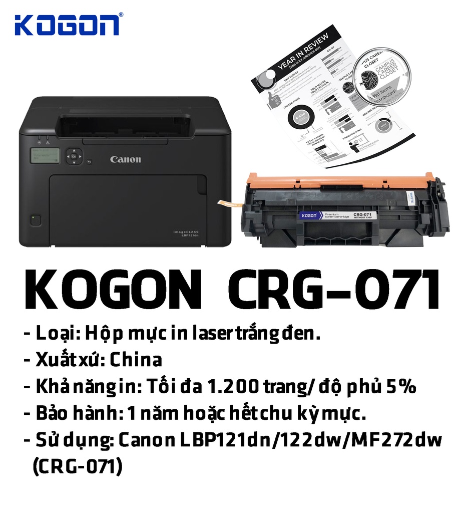 HỘP MỰC IN LASER KOGON CRG-071 (KHÔNG CHIP)