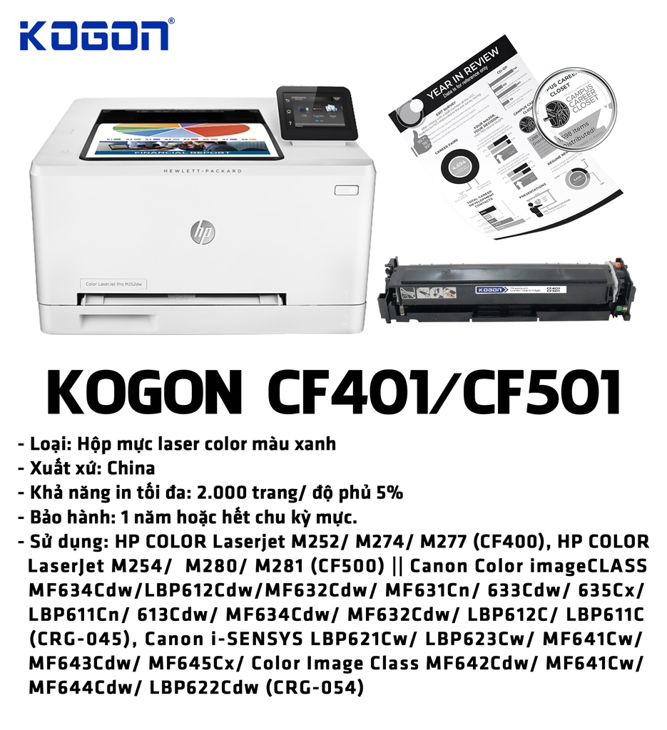 HỘP MỰC IN LASER KOGON CF401/CF501