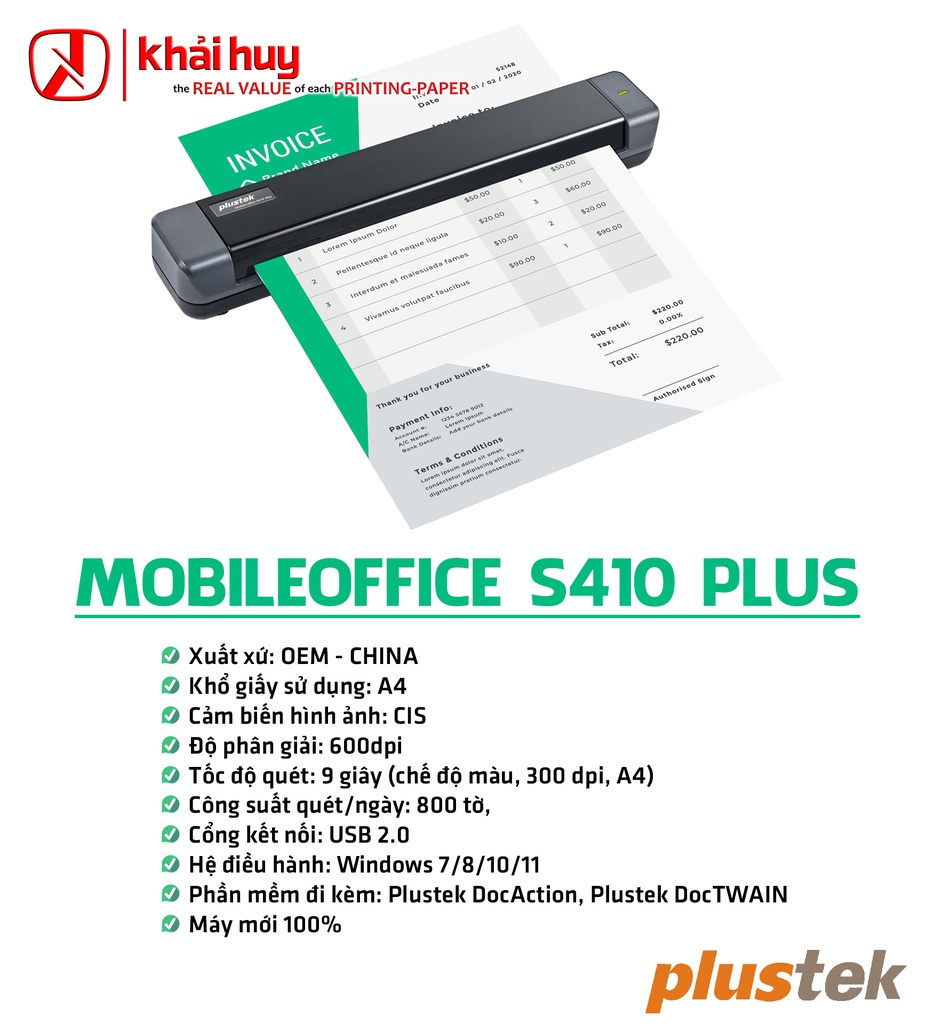 MÁY QUÉT PLUSTEK MOBILEOFFICE S410 PLUS
