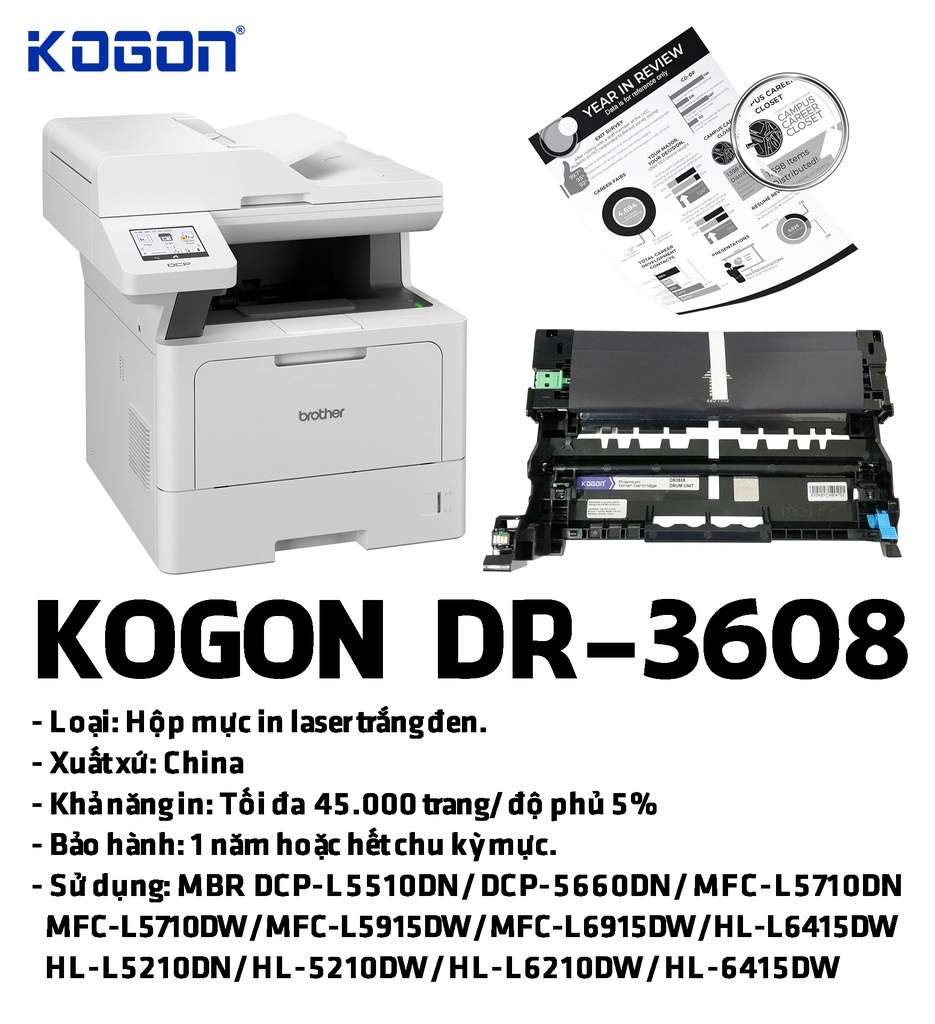 HỘP TRỐNG IN LASER KOGON DR-3608